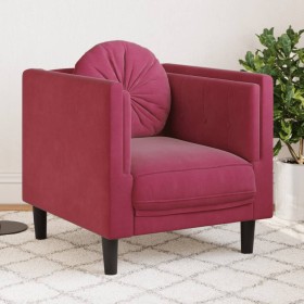 Sillón con cojín terciopelo rojo tinto de , Sofás - Ref: Foro24-372626, Precio: 176,99 €, Descuento: %