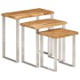 Set de 3 mesas apilables con borde natural madera maciza acacia de , Mesas auxiliares - Ref: Foro24-372761, Precio: 225,99 €,...