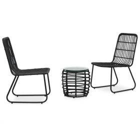 3-piece black synthetic rattan garden table and chairs set by vidaXL, Garden sets - Ref: Foro24-48585, Price: 116,03 €, Disco...