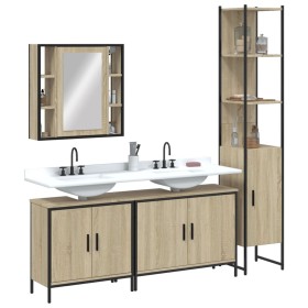 Sonoma Oak Engineered Wood 4-Piece Bathroom Furniture Set by , Bathroom furniture - Ref: Foro24-3214751, Price: 323,03 €, Dis...