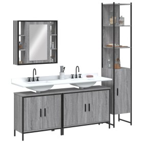 Sonoma gray plywood 4-piece bathroom cabinet set by , Bathroom furniture - Ref: Foro24-3214753, Price: 265,03 €, Discount: %