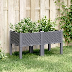 Planter with legs PP gray 80x40x42 cm by , Pots and planters - Ref: Foro24-367891, Price: 42,51 €, Discount: %