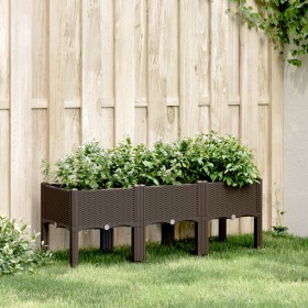 Jardinera con patas PP marrón 120x40x42 cm de , Maceteros y jardineras - Ref: Foro24-367900, Precio: 66,99 €, Descuento: %