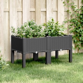 Planter with legs PP black 80x40x42 cm by , Pots and planters - Ref: Foro24-367893, Price: 49,08 €, Discount: %