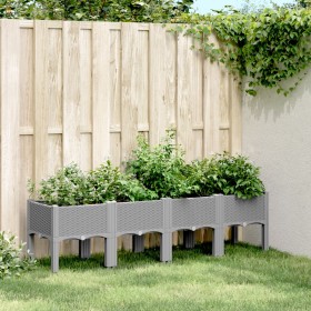 Planter with legs PP light gray 160x40x42 cm by , Pots and planters - Ref: Foro24-367902, Price: 71,99 €, Discount: %