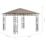 Pavillon mit Moskitonetz und LED-Lichtleiste in Taupe, 3 x 3 x 2,73 m, 180 g/m² von vidaXL, Zelte und Pavillons - Ref: Foro24...