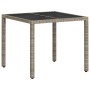 Garden table light gray PE rattan glass surface 90x90x75cm by , Garden tables - Ref: Foro24-368122, Price: 105,19 €, Discount: %