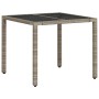 Mesa de jardín superficie vidrio ratán PE gris claro 90x90x75cm de , Mesas de jardín - Ref: Foro24-368122, Precio: 104,99 €, ...