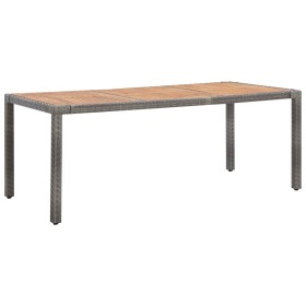 Mesa de jardín ratán PE gris madera acacia maciza 190x90x75 cm de vidaXL, Mesas de jardín - Ref: Foro24-46108, Precio: 199,99...