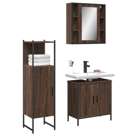 Badezimmermöbel-Set, 3-teilig, braunes Eichensperrholz von , Badezimmermöbel - Ref: Foro24-3214764, Preis: 186,99 €, Rabatt: %