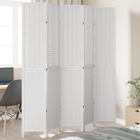 White Paulownia solid wood 5-panel dividing screen by , Room dividers - Ref: Foro24-358728, Price: 161,99 €, Discount: %