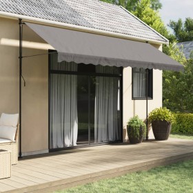 Anthracite gray fabric and steel retractable awning 400x150 cm by , Awnings - Ref: Foro24-368742, Price: 145,60 €, Discount: %