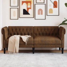 2 seater chesterfield sofa brown fabric by , Sofas - Ref: Foro24-372555, Price: 340,54 €, Discount: %