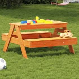 Children's picnic table wax brown pine wood 88x97x52 cm by , Garden tables - Ref: Foro24-844656, Price: 89,69 €, Discount: %