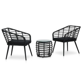 3-piece black synthetic rattan garden table and chairs set by vidaXL, Garden sets - Ref: Foro24-48579, Price: 220,85 €, Disco...