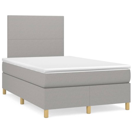 Cama box spring con colchón y LED tela gris claro 120x190 cm de , Camas y somieres - Ref: Foro24-3270232, Precio: 419,70 €, D...