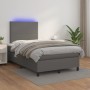 Box spring bed with LED mattress gray synthetic leather 120x190 cm by , Beds and slatted bases - Ref: Foro24-3270285, Price: ...