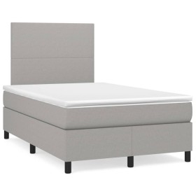 Cama box spring con colchón y LED tela gris claro 120x190 cm de , Camas y somieres - Ref: Foro24-3270183, Precio: 418,99 €, D...