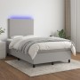 Cama box spring con colchón y LED tela gris claro 120x190 cm de , Camas y somieres - Ref: Foro24-3270183, Precio: 419,82 €, D...