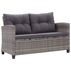 2-Sitzer-Gartensofa mit grauen synthetischen Rattankissen 124 cm von vidaXL, Outdoor-Sofas - Ref: Foro24-46154, Preis: 296,99...