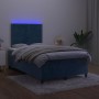 Box spring bed with mattress and LED dark blue velvet 120x190 cm by , Beds and slatted bases - Ref: Foro24-3270309, Price: 40...