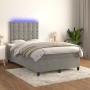 Box spring bed with mattress and LED light gray velvet 120x190 cm by , Beds and slatted bases - Ref: Foro24-3270335, Price: 4...