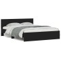 Bed frame with headboard and LED lights black 150x200 cm by , Beds and slatted bases - Ref: Foro24-3207603, Price: 197,69 €, ...