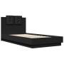 Bed frame with headboard and LED lights black 75x190 cm by , Beds and slatted bases - Ref: Foro24-3210067, Price: 164,20 €, D...