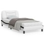 Bed frame with LED black white synthetic leather 80x200 cm by , Beds and slatted bases - Ref: Foro24-3213898, Price: 171,99 €...