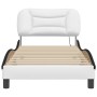 Estructura cama con LED cuero sintético blanco negro 80x200 cm de , Camas y somieres - Ref: Foro24-3213898, Precio: 190,14 €,...