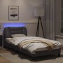 Estructura de cama con luces LED cuero sintético gris 90x190 cm de , Camas y somieres - Ref: Foro24-3213902, Precio: 178,35 €...