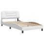 Estructura cama con luces LED cuero sintético blanco 100x200 cm de , Camas y somieres - Ref: Foro24-3213914, Precio: 174,92 €...