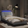 Bed frame with LED lights white synthetic leather 100x200 cm by , Beds and slatted bases - Ref: Foro24-3213914, Price: 170,97...