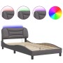 Estructura cama con luces LED cuero sintético gris 100x200 cm de , Camas y somieres - Ref: Foro24-3213916, Precio: 172,17 €, ...