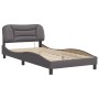 Estructura cama con luces LED cuero sintético gris 100x200 cm de , Camas y somieres - Ref: Foro24-3213916, Precio: 172,17 €, ...