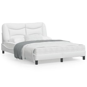 Estructura cama con luces LED cuero sintético blanco 120x200 cm de , Camas y somieres - Ref: Foro24-3213921, Precio: 215,49 €...