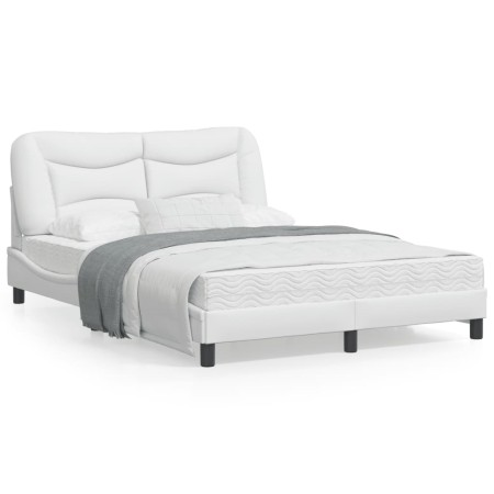 Estructura cama con luces LED cuero sintético blanco 120x200 cm de , Camas y somieres - Ref: Foro24-3213921, Precio: 240,03 €...