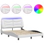 Bed frame with LED lights white synthetic leather 120x200 cm by , Beds and slatted bases - Ref: Foro24-3213921, Price: 215,49...