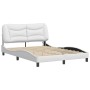 Estructura cama con luces LED cuero sintético blanco 120x200 cm de , Camas y somieres - Ref: Foro24-3213921, Precio: 240,03 €...