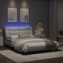 Bed frame with LED lights white synthetic leather 120x200 cm by , Beds and slatted bases - Ref: Foro24-3213921, Price: 215,49...