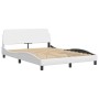 Bed frame with LED lights white synthetic leather 120x200 cm by , Beds and slatted bases - Ref: Foro24-3213921, Price: 215,49...