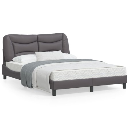 Estructura cama con luces LED cuero sintético gris 120x200 cm de , Camas y somieres - Ref: Foro24-3213923, Precio: 214,07 €, ...