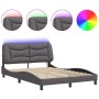 Estructura cama con luces LED cuero sintético gris 120x200 cm de , Camas y somieres - Ref: Foro24-3213923, Precio: 214,07 €, ...