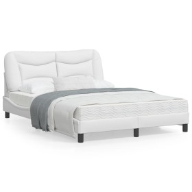 Estructura cama con luces LED cuero sintético blanco 140x190 cm de , Camas y somieres - Ref: Foro24-3213928, Precio: 226,84 €...