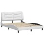 Estructura cama con luces LED cuero sintético blanco 140x190 cm de , Camas y somieres - Ref: Foro24-3213928, Precio: 248,11 €...