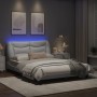 Estructura cama con luces LED cuero sintético blanco 140x200 cm de , Camas y somieres - Ref: Foro24-3213935, Precio: 224,25 €...