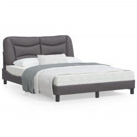 Estructura cama con luces LED cuero sintético gris 140x200 cm de , Camas y somieres - Ref: Foro24-3213937, Precio: 227,99 €, ...