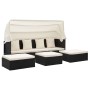 Tumbona cama jardín techo ratán sintético negro de vidaXL, Camas para exteriores - Ref: Foro24-46156, Precio: 386,40 €, Descu...