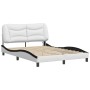 Estructura cama con LED cuero sintético blanco negro 140x200 cm de , Camas y somieres - Ref: Foro24-3213940, Precio: 218,62 €...