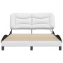 Estructura cama con LED cuero sintético blanco negro 140x200 cm de , Camas y somieres - Ref: Foro24-3213940, Precio: 218,62 €...